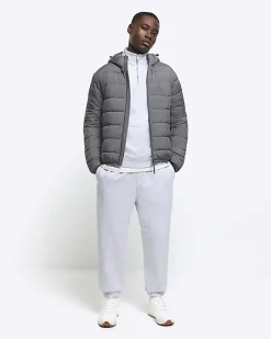 River Island regular fit hooded puffer jacket Grey Online
