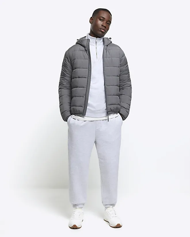 River Island regular fit hooded puffer jacket Grey Online