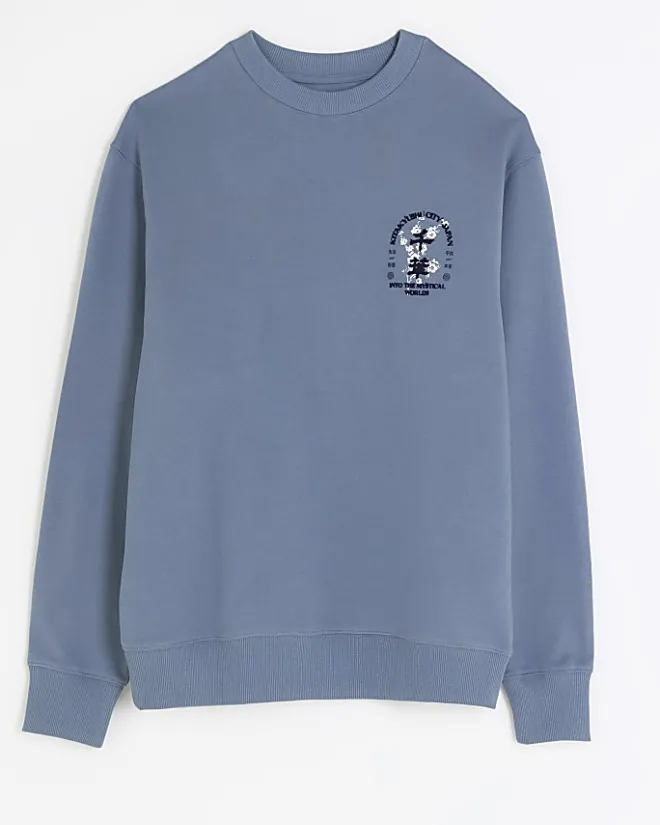 River Island regular fit Japanese graphic sweatshirt Grey Online