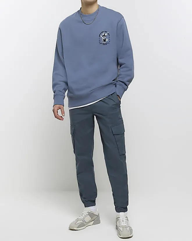 River Island regular fit Japanese graphic sweatshirt Grey Online