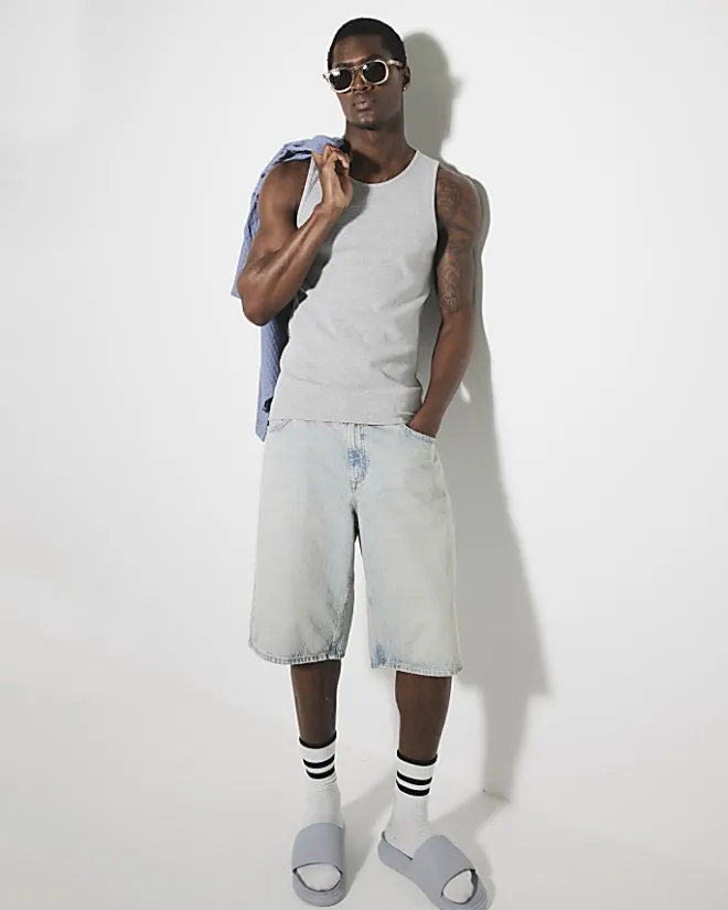 River Island regular fit rib vest Grey New