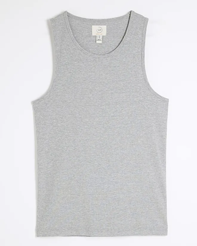 River Island regular fit rib vest Grey New