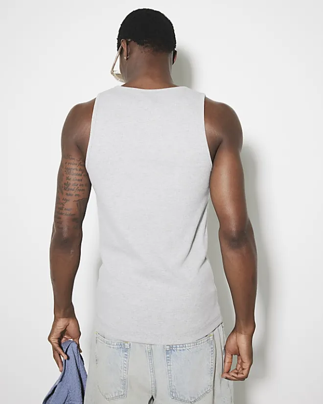 River Island regular fit rib vest Grey New