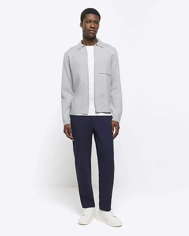 River Island regular fit zip up jumper Grey Fashion