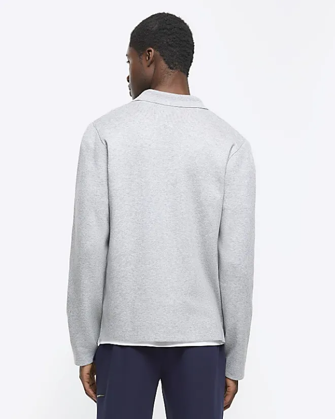 River Island regular fit zip up jumper Grey Fashion