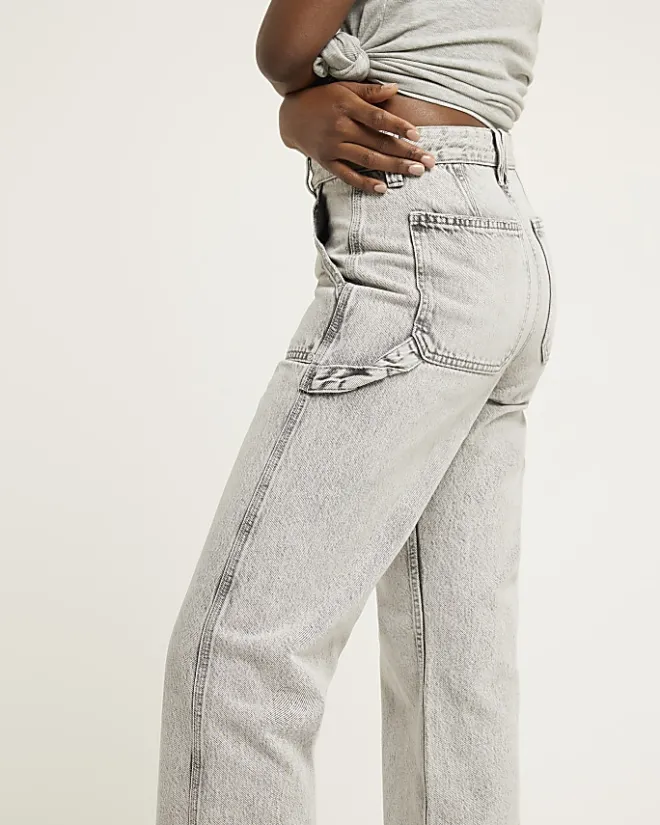River Island relaxed straight cargo jeans Grey Fashion