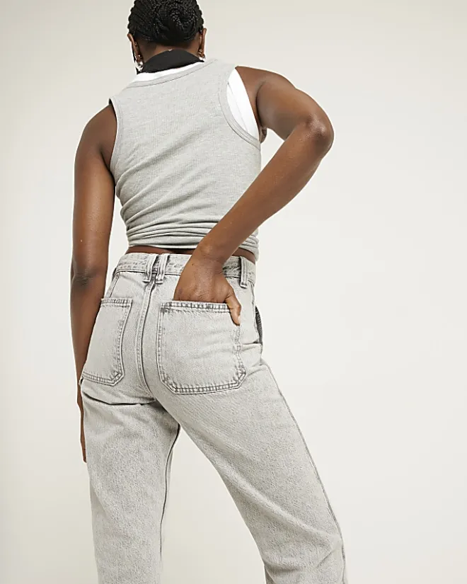 River Island relaxed straight cargo jeans Grey Fashion