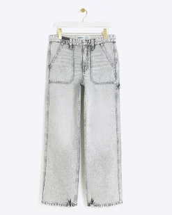 River Island relaxed straight cargo jeans Grey Fashion
