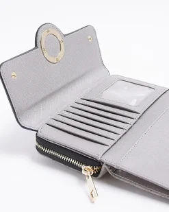 River Island RI monogram fold out purse Grey Sale