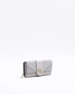 River Island RI monogram fold out purse Grey Sale