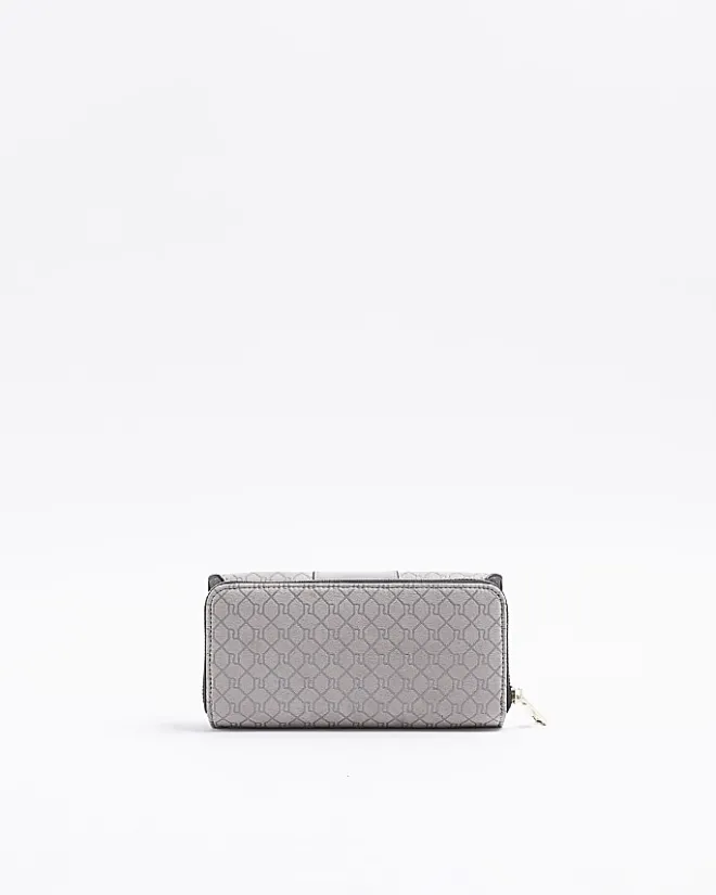River Island RI monogram fold out purse Grey Sale
