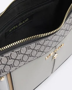 River Island RI monogram panel cross body bag Grey Best