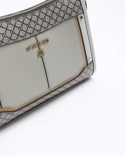 River Island RI monogram panel cross body bag Grey Best