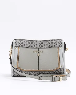 River Island RI monogram panel cross body bag Grey Best