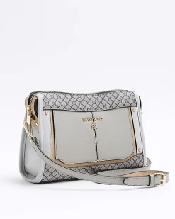 River Island RI monogram panel cross body bag Grey Best