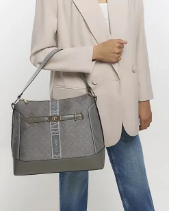 River Island RI monogram webbing tote bag Grey Fashion