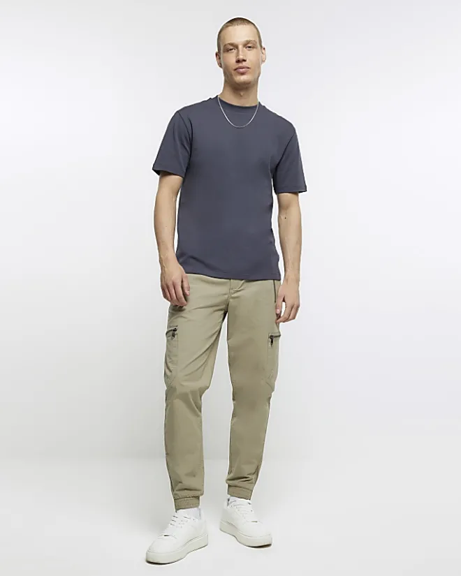 River Island RI studio slim fit t-shirt Grey Sale