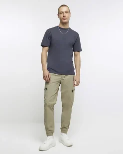 River Island RI studio slim fit t-shirt Grey Sale
