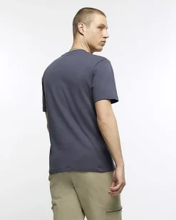 River Island RI studio slim fit t-shirt Grey Sale