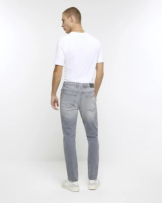 River Island skinny fit faded jeans Grey Best