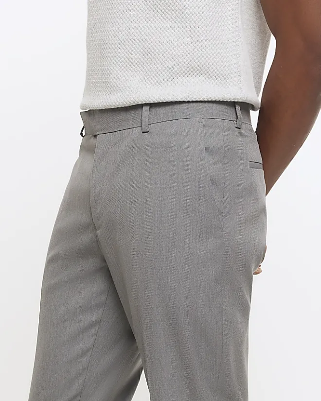 River Island skinny fit twill suit trousers Grey Outlet
