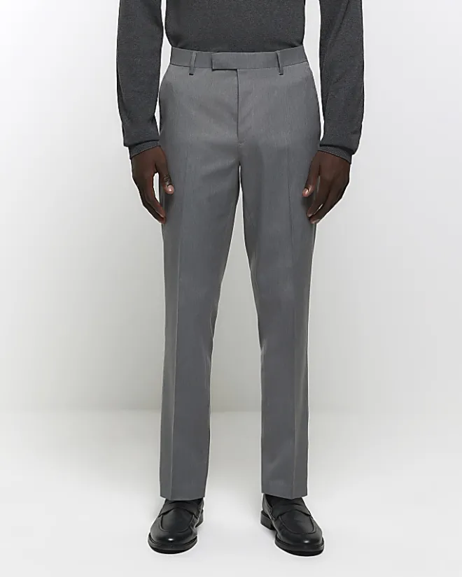 River Island skinny fit twill suit trousers Grey Outlet