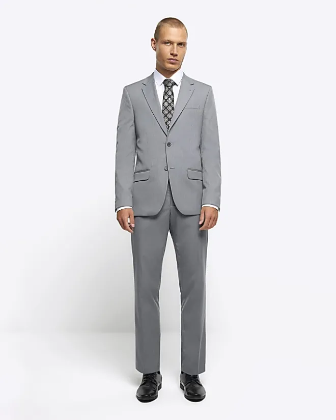 River Island Skinny fit twill suit waistcoat Grey Best