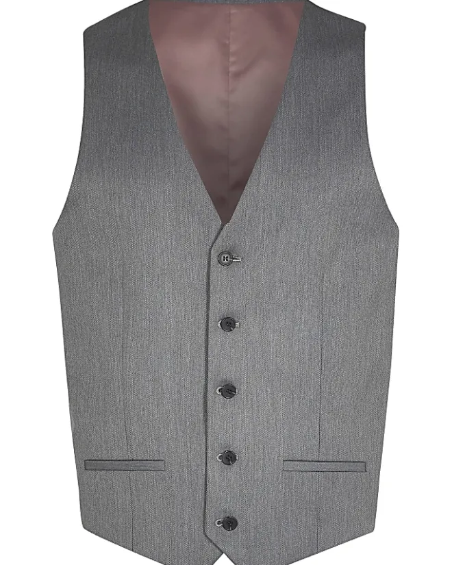 River Island Skinny fit twill suit waistcoat Grey Best