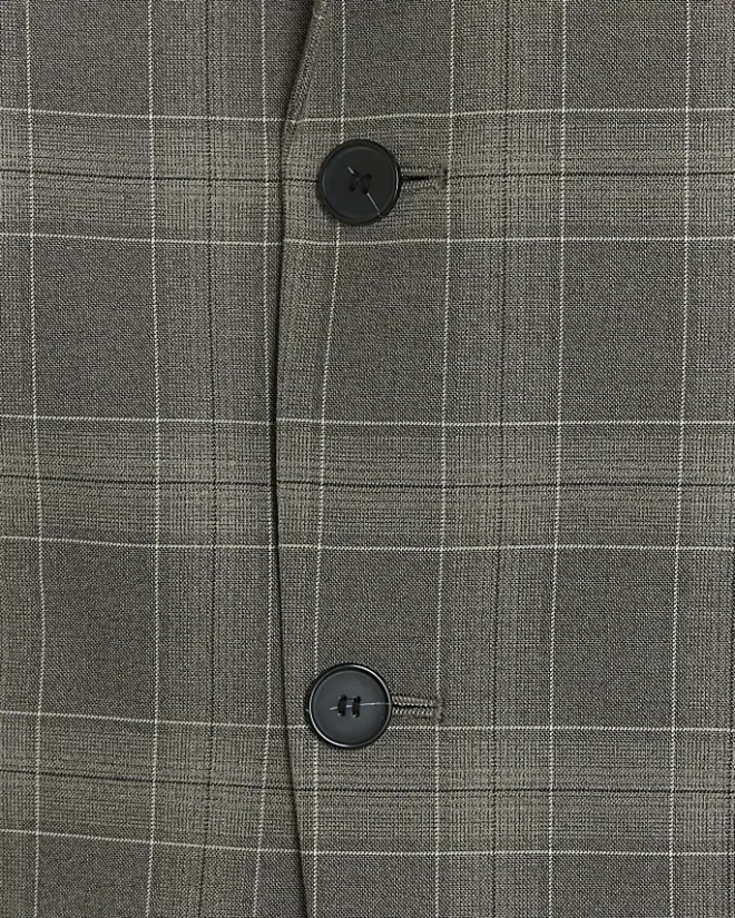 River Island slim fit check suit jacket Grey Hot