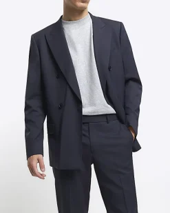 River Island slim fit herringbone suit trousers Grey Best