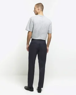 River Island slim fit herringbone suit trousers Grey Best