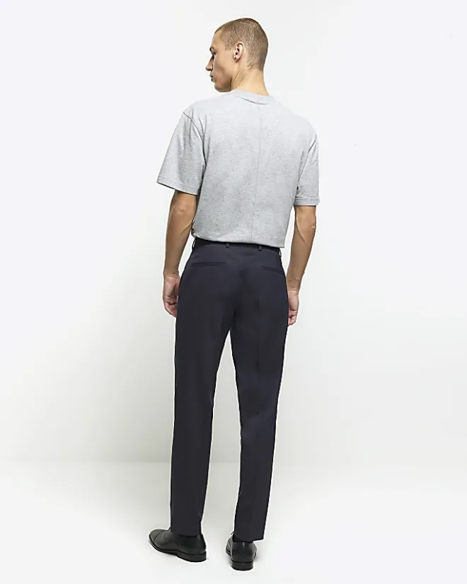 River Island slim fit herringbone suit trousers Grey Best