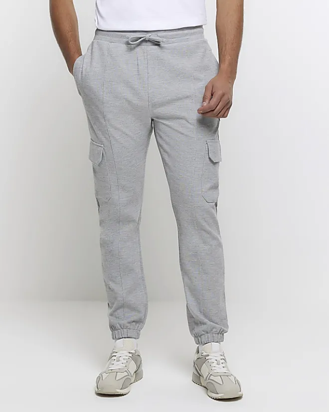 River Island slim fit smart cargo joggers Grey New