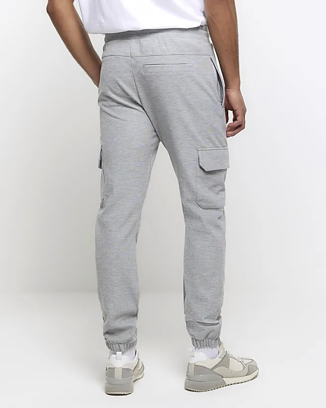 River Island slim fit smart cargo joggers Grey New
