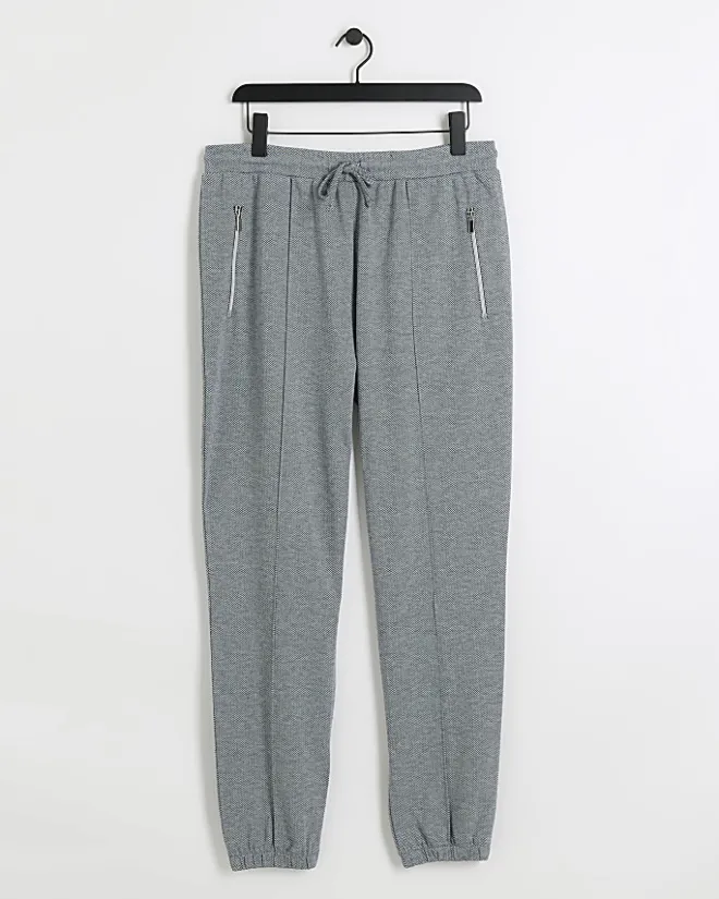 River Island slim fit smart herringbone joggers Grey Online