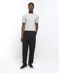 River Island slim fit textured knit t-shirt Grey Outlet