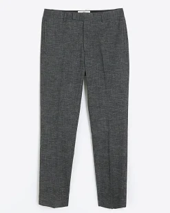 River Island slim fit textured smart trousers Grey Sale