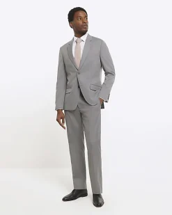 River Island Slim fit Twill Suit Jacket Grey New