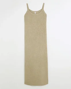 River Island split hem bodycon maxi dress Grey Hot