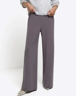River Island stitched wide leg trousers Grey Online