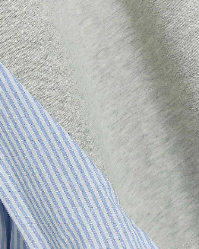 River Island stripe hybrid sweatshirt Grey Fashion