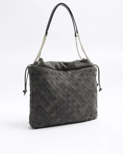 River Island suede weave slouch tote bag Grey Best