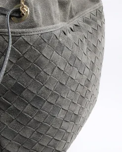 River Island suede weave slouch tote bag Grey Best