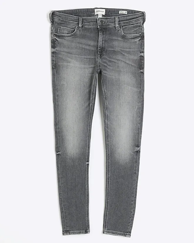 River Island super skinny spray on faded jeans Grey Outlet