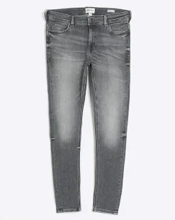 River Island super skinny spray on faded jeans Grey Outlet