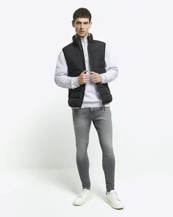 River Island super skinny spray on faded jeans Grey Outlet