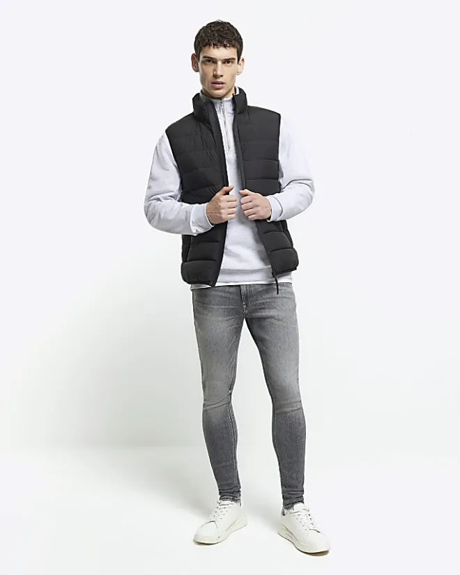 River Island super skinny spray on faded jeans Grey Outlet