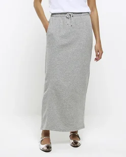 River Island sweat midi skirt Grey Sale
