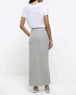 River Island sweat midi skirt Grey Sale