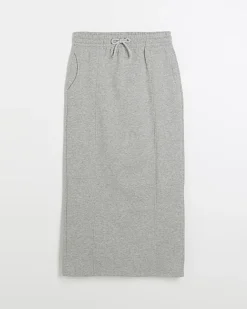 River Island sweat midi skirt Grey Sale